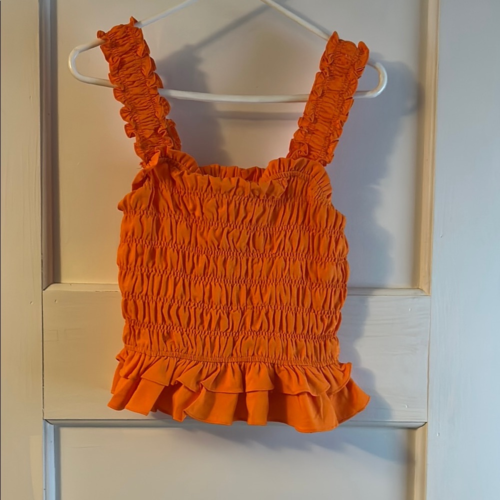 Glam Orange Smocked Tank Top